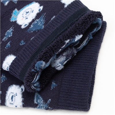 Носки женские махровые «Мишки», цвет тёмно-синий, размер 23-25