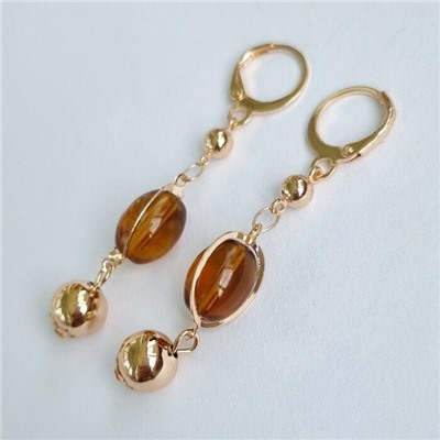 Комплект: ожерелье, серьги и браслет, покрытие: дубайское золото, цвет камней: коричневый, 341876,арт. 214.217