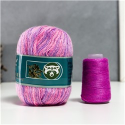 Пряжа "Mink wool" 90% пух норки,10% полиамид 350м/50гр + нитки (011 розов.-астра)