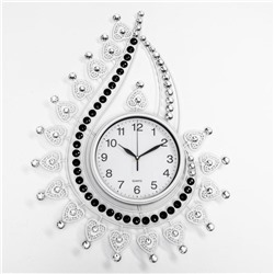 Часы настенные, серия: Ажур, "Капля с завитками", плавный ход, d-21 см, 69 х 50 см