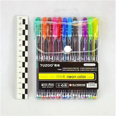 Ручки гелевые. Набор 12 цв. 1,0мм. Neon Color. (№CQ905-12-3 / HG-6107-12)