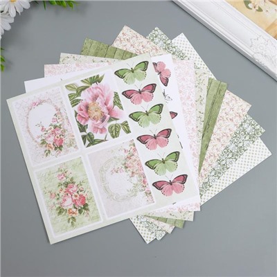 Набор бумаги для скрапбукинга Craft Paper "Чайная роза" 20х20 см, 8 листов