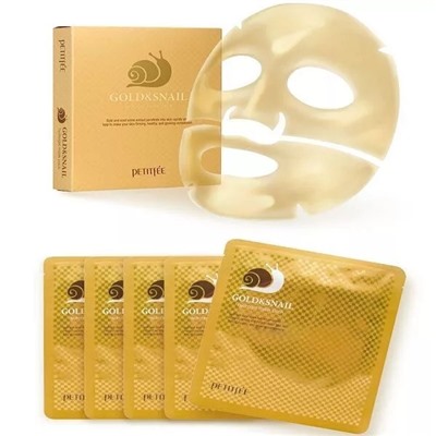 Маски для лица Gold Snail Hydrogel Mask Pack. Гидрогелевая маска для лица с экстрактом слизи улитки 5 штук упаковка (Корея оригинал)