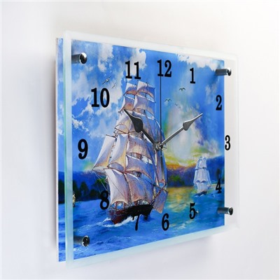 Часы настенные, серия: Море, "Корабли", 25х35  см