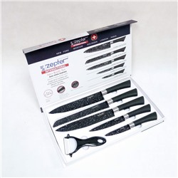 Набор кухонных ножей Zepter 6 предметов (5 ножей+овощечистка) ZP-003 (Аналог) Плоские лезвия
