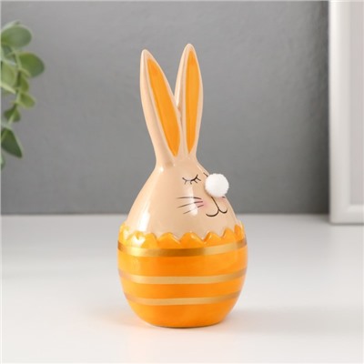 Сувенир керамика "Кролик в яйце с полосками" бежево-жёлтый 6,6х6,5х14,3 см