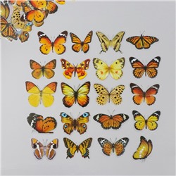 Наклейки для творчества пластик PVC "Янтарные бабочки" набор 40 шт 9х10.5 см