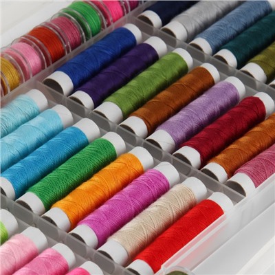 Набор швейных ниток, 40/2, 20 м, 64 шт, в органайзере, цвет разноцветный