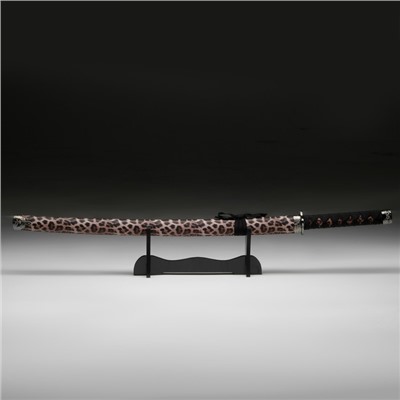 Сувенирное оружие «Катана на подставке», коричневые ножны под леопарда, 89см