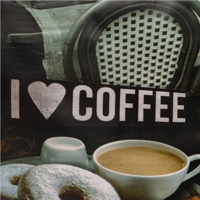 Клеёнка на стол на тканевой основе Доляна «Я люблю кофе», рулон 20 метров, ширина 137 см, толщина 0,22 мм, цвет чёрный