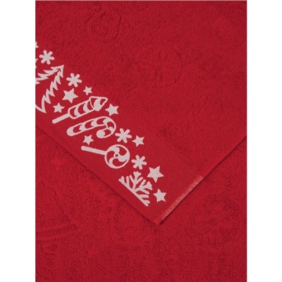 Набор полотенец махровых Confetti, размер 50х90 см, 70х140 см, новогодний, красный