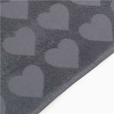 Полотенце махровое Love Life "Hearts" 70*140 см, темно-серый, 100% хл, 450 гр/м2