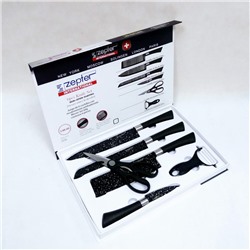 Набор кухонных ножей Zepter 6 предметов (4 ножа+овощечистка+ножницы) ZP-005 (Аналог) Плоские лезвия