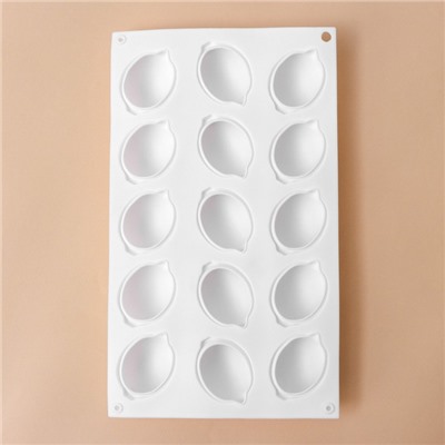 Форма для муссовых десертов и выпечки KONFINETTA «Лимоны», силикон, 29×17×3 см, 15 ячеек (5,5×4 см), цвет белый