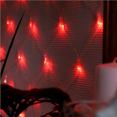 Гирлянда «Сеть» 1.6 × 1.6 м, IP20, прозрачная нить, 144 LED, свечение красное, 8 режимов, 220 В