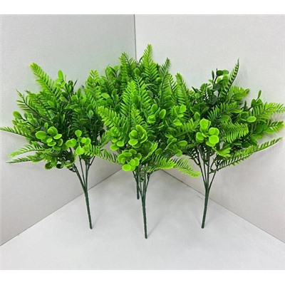 Цветы искусственные декоративные Зелень папоротник + самшит (5 веток) 35 см