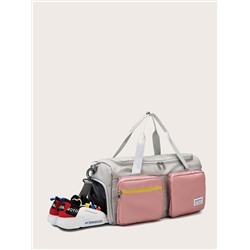 Двухцветная сумка-даффл с карманом
