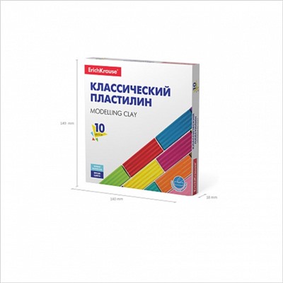 Пластилин 10 цветов, 160 г, ErichKrause, в картонной упаковке