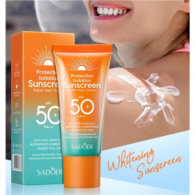 Солнцезащитный водоустойчивый крем для лица и тела SPF 50 Sadoer Sunscreen , 50 мл.