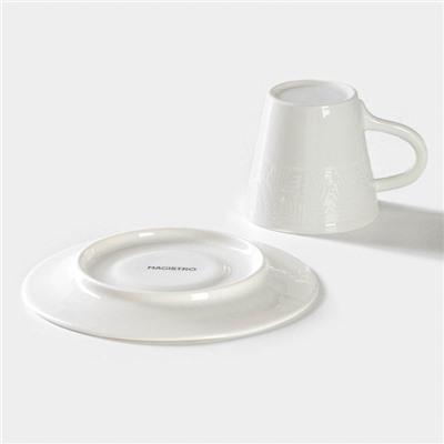Кофейная пара фарфоровая Magistro Сrotone, 2 предмета: чашка 100 мл, блюдце d=15 см, цвет белый
