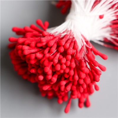 Тычинки для цветов "Капельки матовые красные" d=1,5 мм набор 400 шт длина 6 см