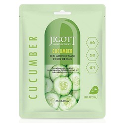 Маска для лица тканевая с экстрактом огурца Cucumber real ampoule mask Jiggot