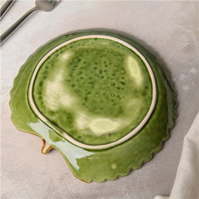 Блюдо керамическое сервировочное «Дендрарий», 19,5×19×2 см, цвет зелёный