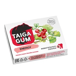 Смолка Taiga Gum ENERGY (тонус и работоспособность) левзея, гинкго билоба, клюква 5 смолок