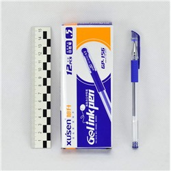 Ручка гелевая прозрачный корпус, синие чернила 0,5мм арт.GP-156. 1\12.
