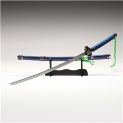 Сувенирное оружие "Катана Рин" 106 см, клинок 68 см, синяя, на подставке