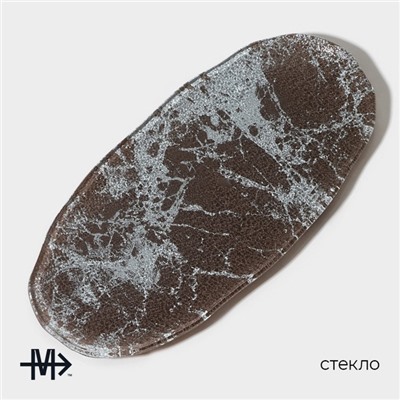 Блюдо стеклянное сервировочное Magistro «Мрамор», 23,5×11×0,8 см, цвет чёрный