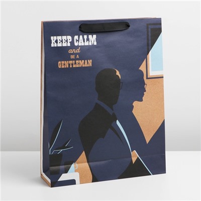 Пакет крафтовый вертикальный «Keep calm», L 31 × 40 × 11,5 см