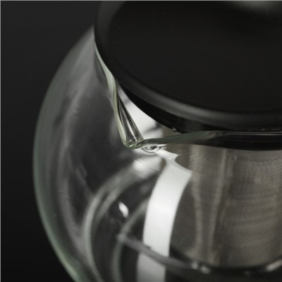 Чайник заварочный «Любава», с металлическим ситом, 1,25 л, цвет чёрный