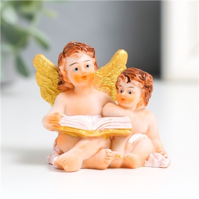 Сувенир полистоун "Два ангела с книгой" МИКС 3х4,5х4,7 см