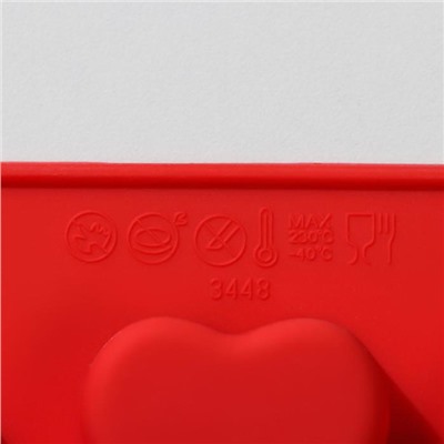 Форма силиконовая для льда и кондитерских украшений Доляна «Сердце с узором», 21×14,5×2 см, 12 ячеек, МИКС