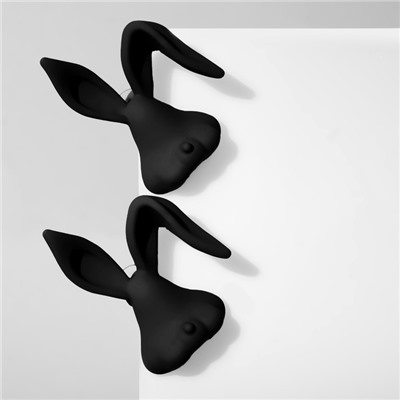 Серьги пластик "Кролики", цвет чёрный