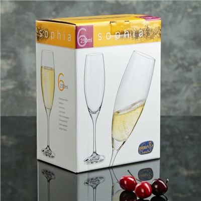 Набор бокалов для шампанского Bohemia Crystal «София», 230 мл, 6 шт