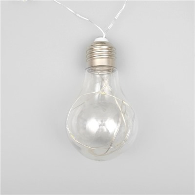Гирлянда «Нить» 3 м с насадками «Лампочки», IP20, серебристая нить, 100 LED, свечение тёплое белое, 12 В