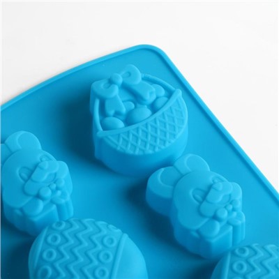 Силиконовая форма для выпечки «Пасхальная композиция», синяя, 11.6 × 22.5 см
