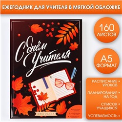 Ежегодник «С днём учителя», формат А5, 160 листов, мягкая обложка