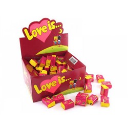 СЛ: Жевательная резинка LOVE IS. Вишня и Лимон (бордовая) 4,2гр (100шт в блоке)