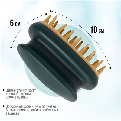 Щётка-массажёр для мытья головы, 10 × 6 × 6,2 см, в блистере, цвет МИКС
