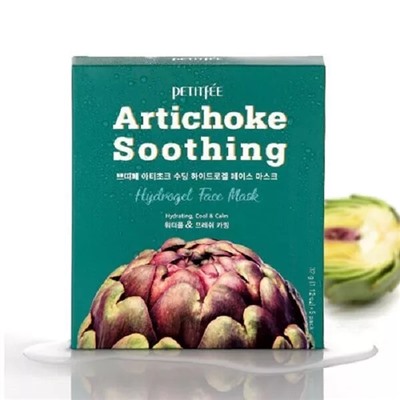 Маски для лицPetitfee Artichoke Soothing Hydrogel Face  Противоотёчная гидрогелевая маска с артишоком Mask обладает ярко 5 штук упаковка (Корея оригинал)