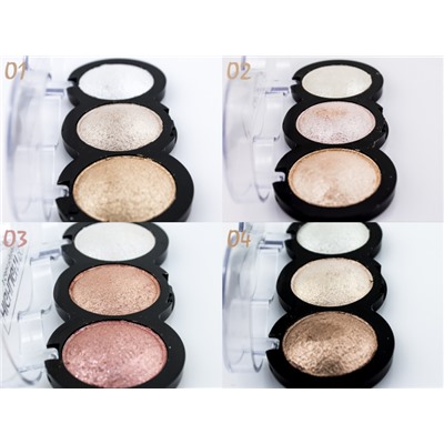 Хайлайтер SeVen Cool Highlight Powder, 3 цвета, ТОН 01