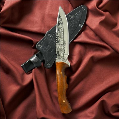 Нож кавказский, туристический "Викинг" с ножнами, сталь - 40х13, вощеный орех, 14.5 см