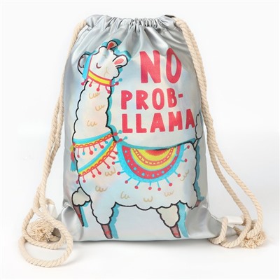 Мешок для обуви «1 сентября: NO PROB-LLAMA»  кож.зам голография, 30 х 40 см