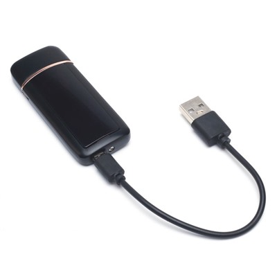 Зажигалка электронная "Сильный крепкий 100 % Мужик", USB, спираль, 3 х 7.3 см, черная