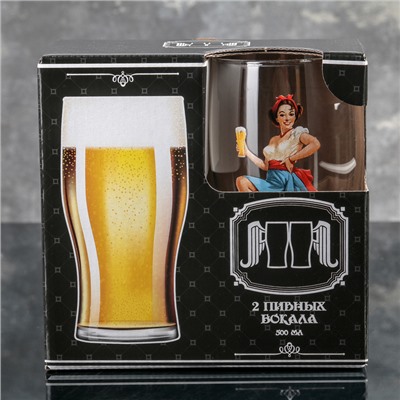Набор бокалов для пива Рin-up Beer, 500 мл, 2 шт, рисунок МИКС