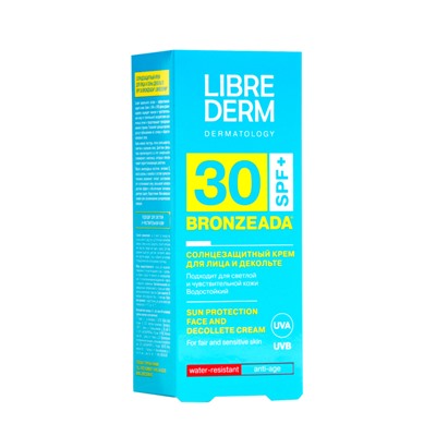 Солнцезащитный крем для лица и зоны декольте Librederm Bronzeada SPF30, 50 мл