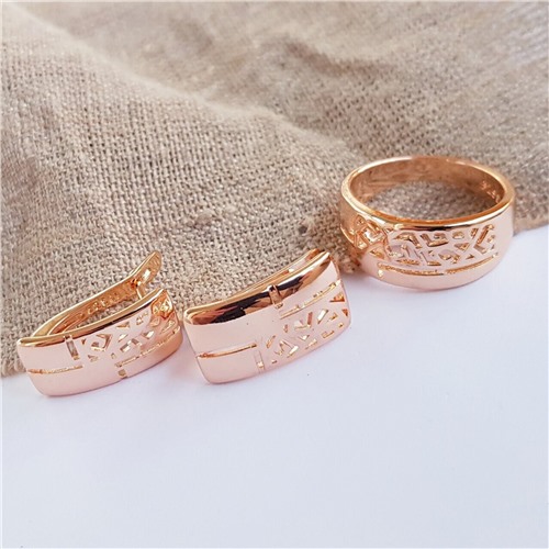 Комплект коллекция Дубай покрытие позолота серьги кольцо(17 размер)
